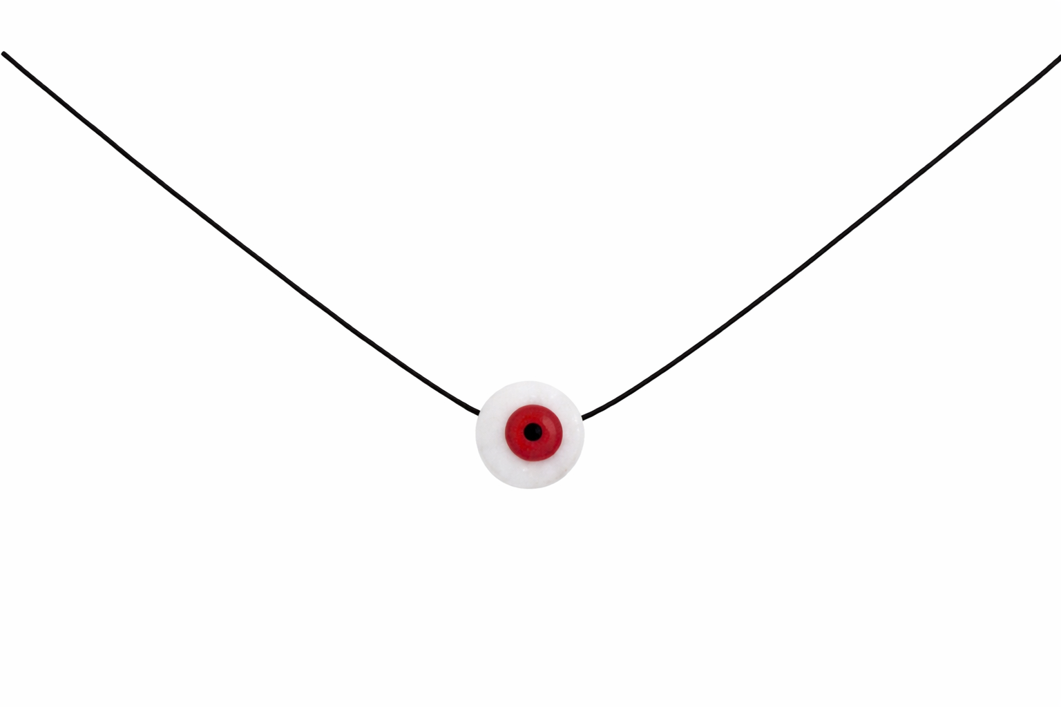 TOTEM 04 Eye Necklace – White Thassos Marble & Red Eye - Image 8